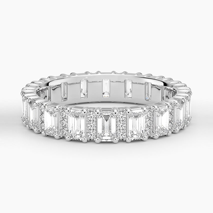 1.84CTW Emerald & Round Lab Grown Diamond Wedding Band