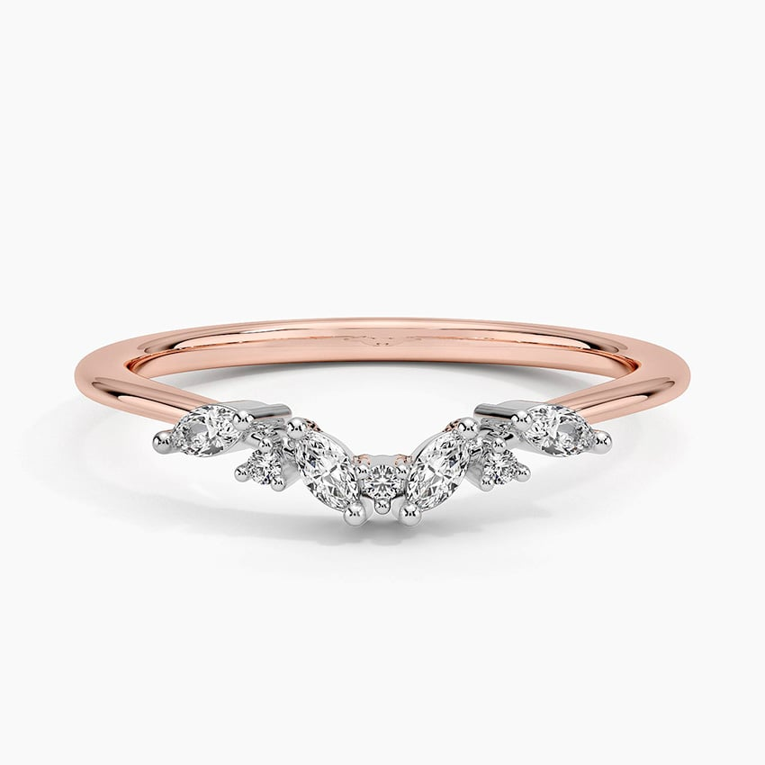 0.13 CTW 18k Two Tone Tiny Lab Grown Diamond Wedding Band