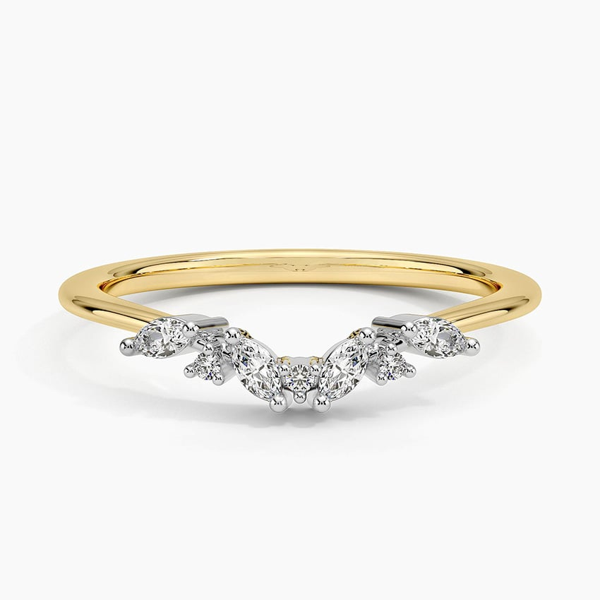 0.13 CTW 18k Two Tone Tiny Lab Grown Diamond Wedding Band