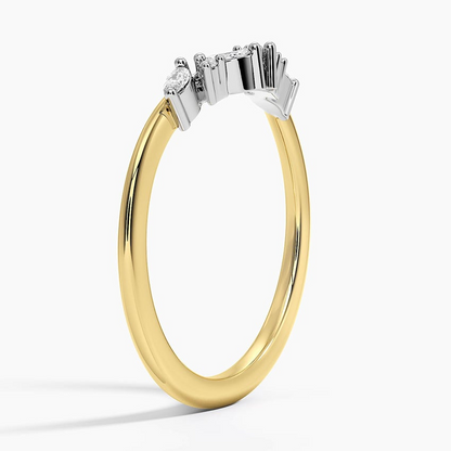 0.13 CTW 18k Two Tone Tiny Lab Grown Diamond Wedding Band