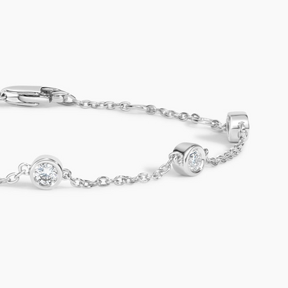 7 inch 1/2CTW Five Lab grown Diamond Bezel Bracelet in Gold