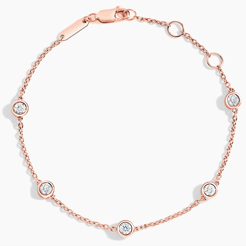 7 inch 1/2CTW Five Lab grown Diamond Bezel Bracelet in Gold