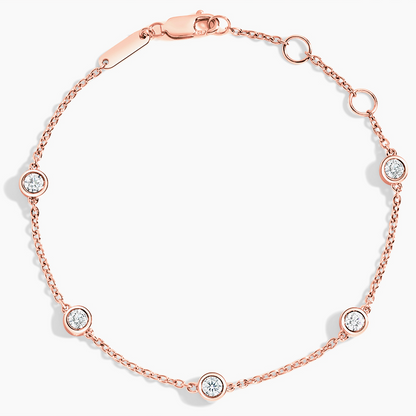 7 inch 1/2CTW Five Lab grown Diamond Bezel Bracelet in Gold