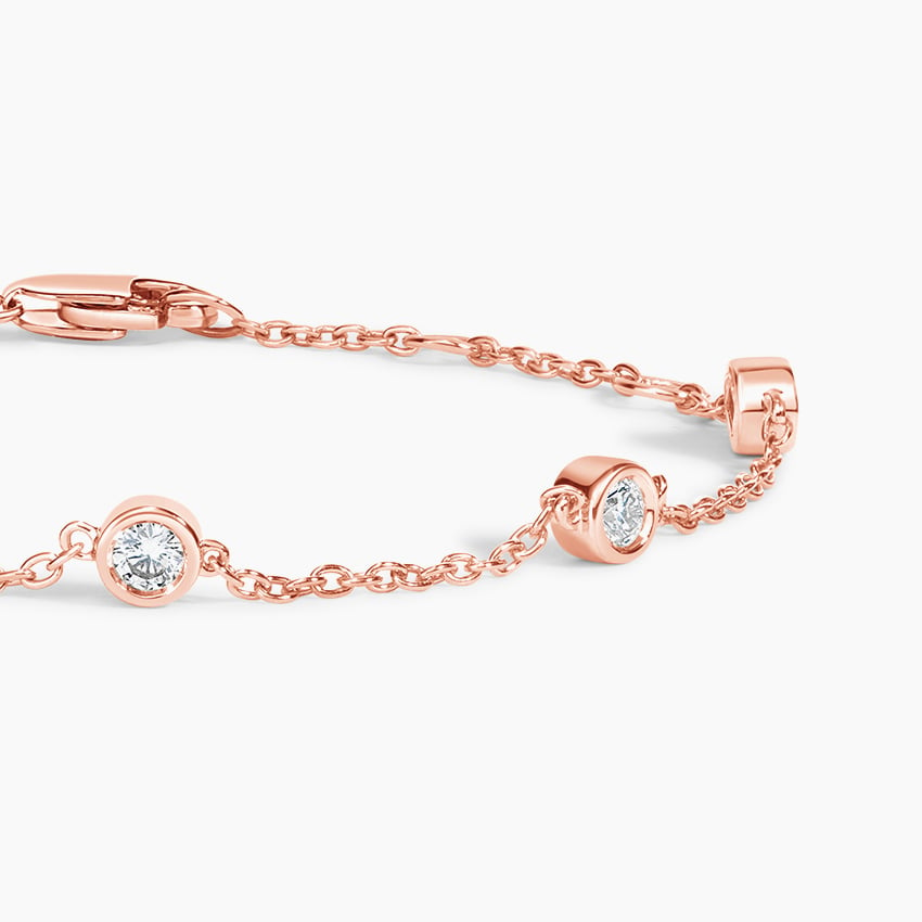 7 inch 1/2CTW Five Lab grown Diamond Bezel Bracelet in Gold