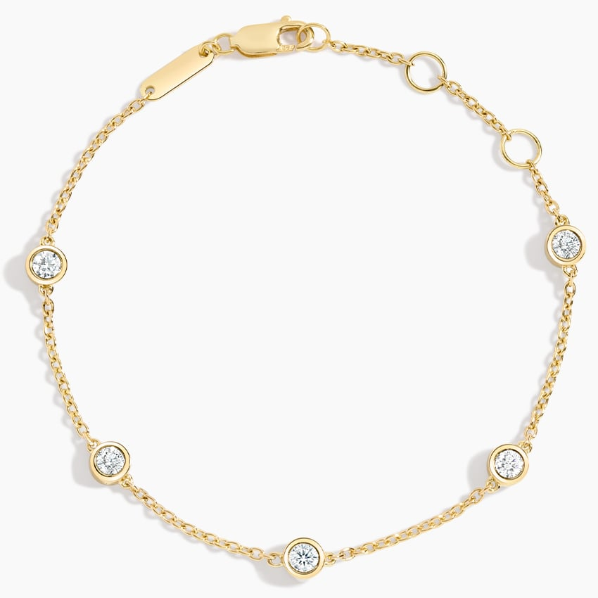 7 inch 1/2CTW Five Lab grown Diamond Bezel Bracelet in Gold