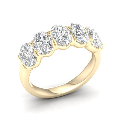 3 CTW Oval Five Stone Lab Grown Diamond Anniversary Band