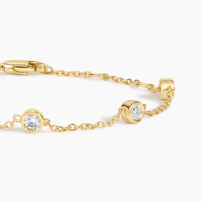7 inch 1/2CTW Five Lab grown Diamond Bezel Bracelet in Gold