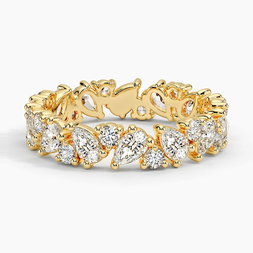 14k Yellow Gold Marquise And Round Lab Grown Diamond Band