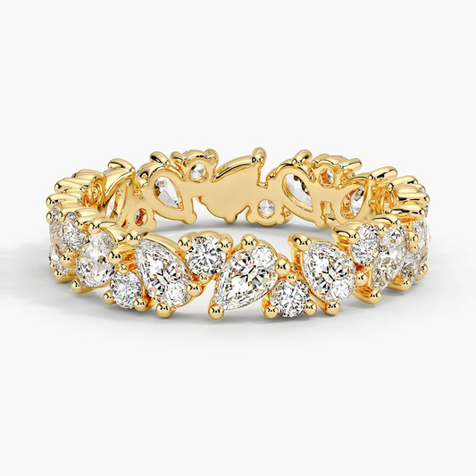 14k Yellow Gold Marquise And Round Lab Grown Diamond Band