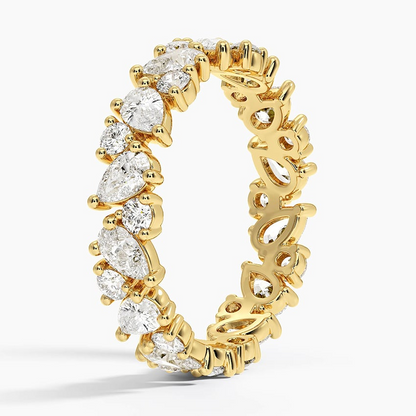 14k Yellow Gold Marquise And Round Lab Grown Diamond Band