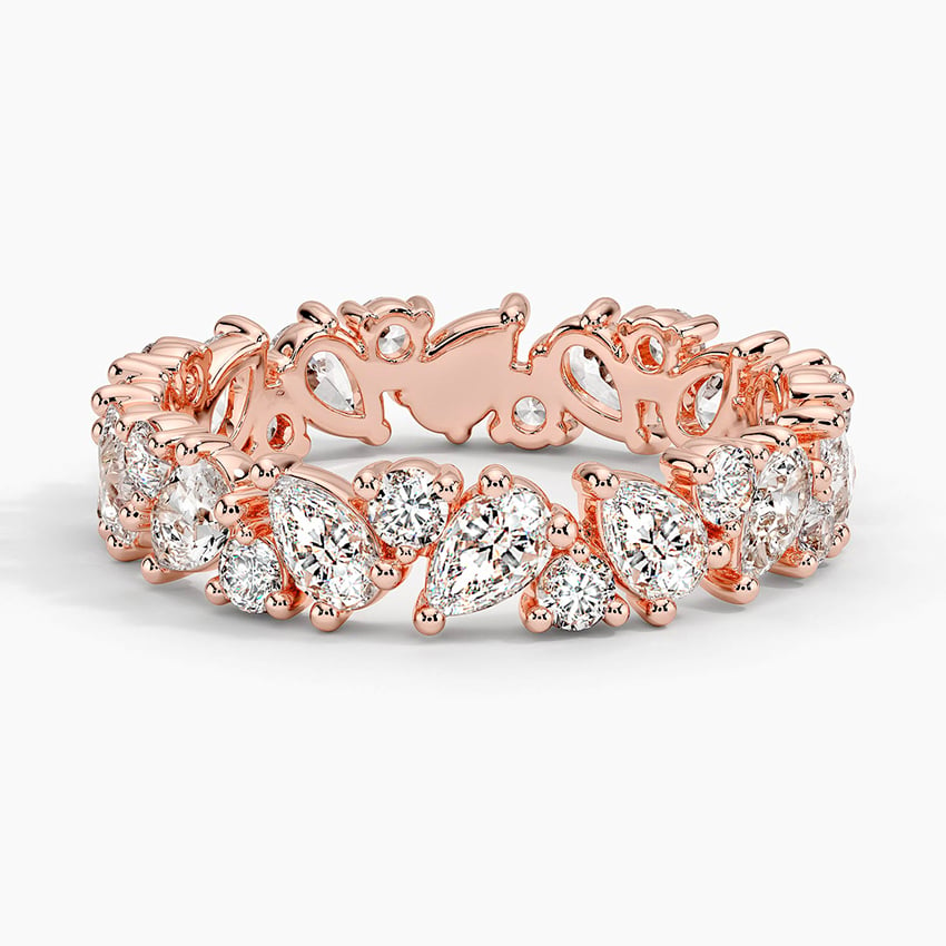 14k Yellow Gold Marquise And Round Lab Grown Diamond Band