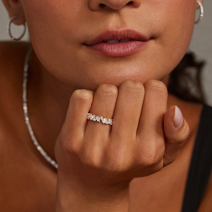 14k Yellow Gold Marquise And Round Lab Grown Diamond Band