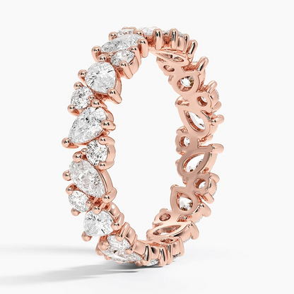 14k Yellow Gold Marquise And Round Lab Grown Diamond Band