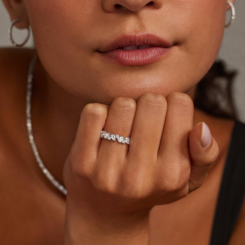 14k Yellow Gold Marquise And Round Lab Grown Diamond Band