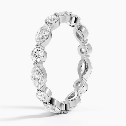 Marquise And Round Cut Lab Grown Diamond Eternity Wedding Band