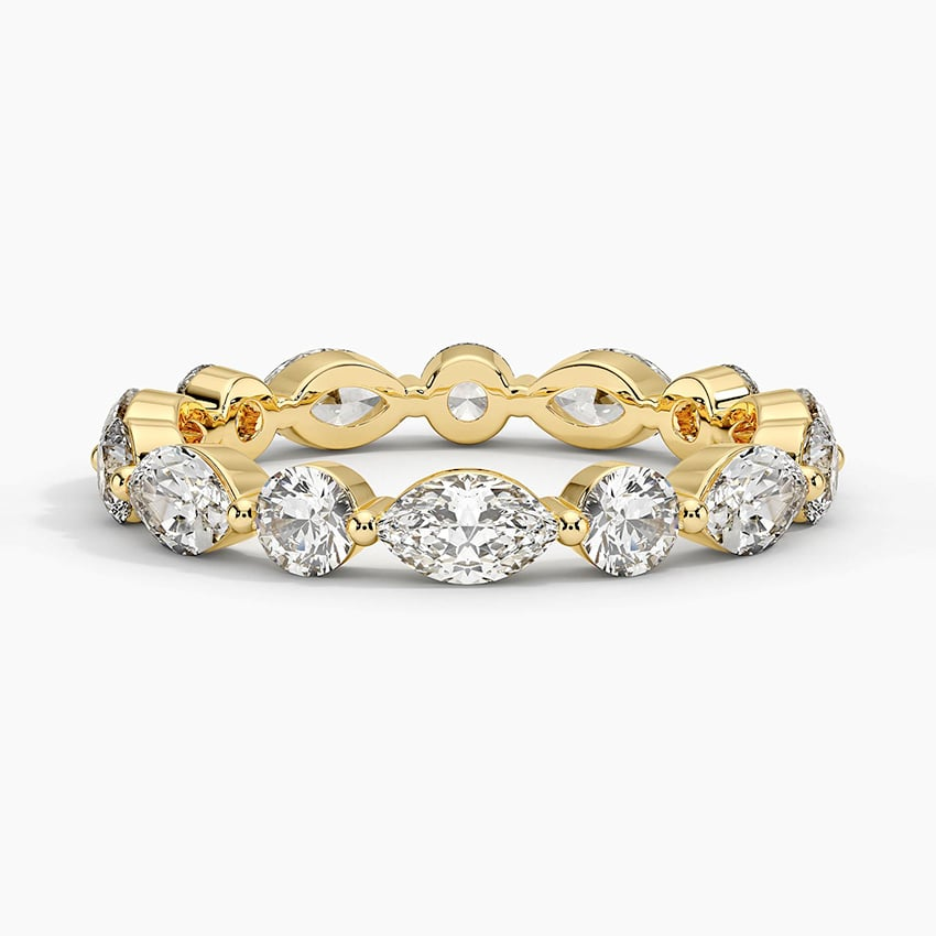 Marquise And Round Cut Lab Grown Diamond Eternity Wedding Band