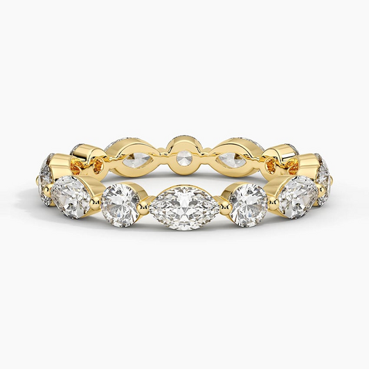 Marquise And Round Cut Lab Grown Diamond Eternity Wedding Band