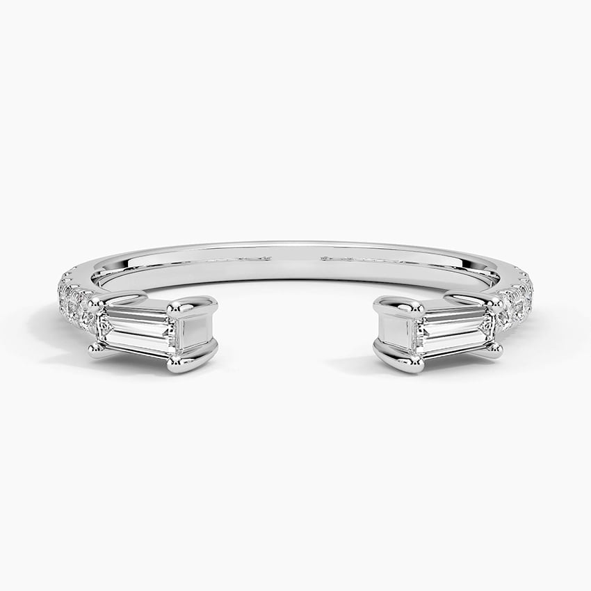 Baguette And Round Lab Grown Diamond Open Shank Wedding Band
