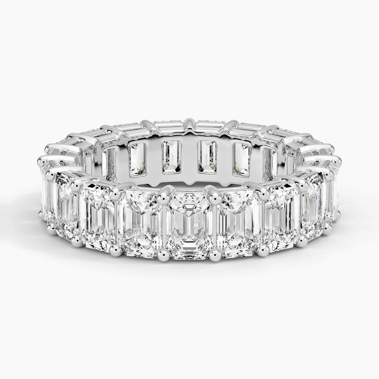 Emerald Cut Lab Grown Diamond Full Eternity Stacking Wedding Band