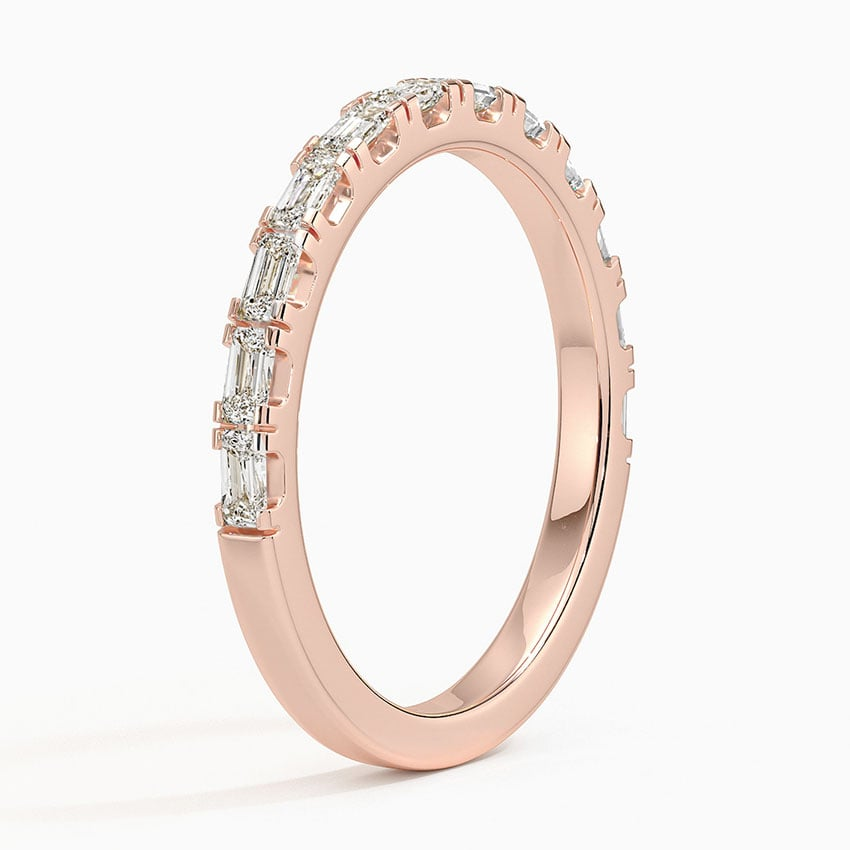 0.45 CTW Baguette Lab Grown Diamond 18k Solid Gold Diamond Wedding Band