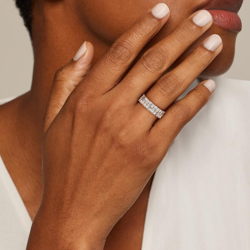 0.57CTW Round & Baguette Lab Grown Diamond Wedding Band