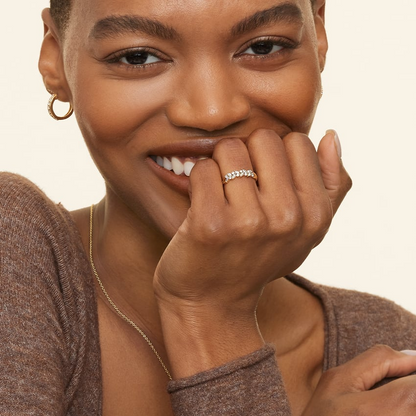 14k Gold Antique Lab Grown Diamond Women's Wedding Band