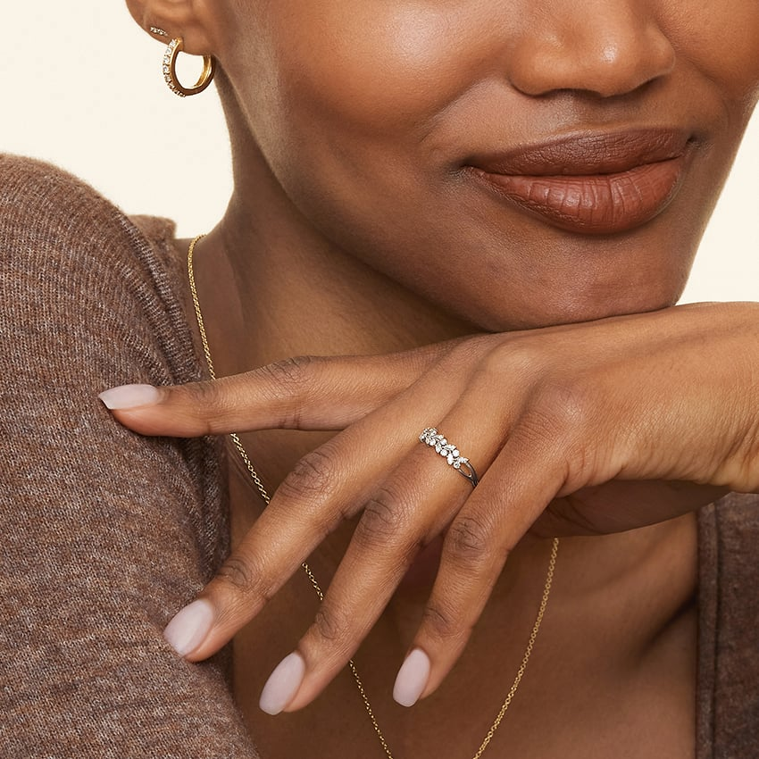 14k Gold Antique Lab Grown Diamond Women's Wedding Band