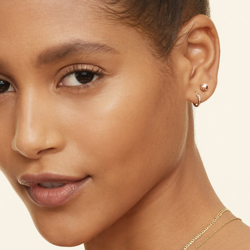 0.04 CT Lab Grown Diamond Huggie Earrings