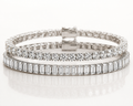 Regent Stack - round brilliant and baguette diamond tennis bracelet stack