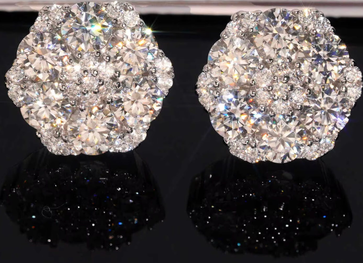 Honeycomb Silver Moissanite Stud Earrings