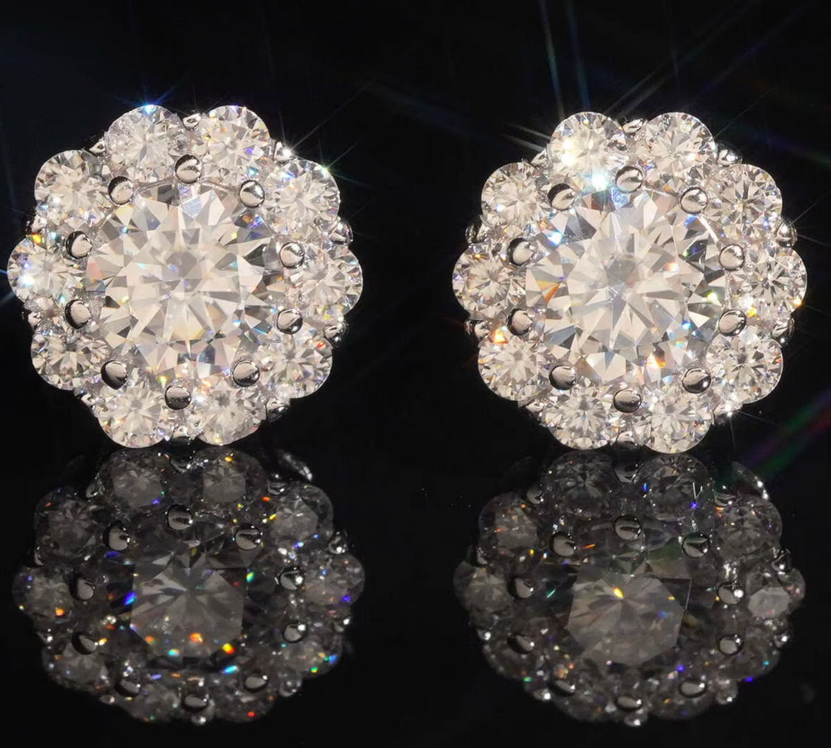 Soleil Silver Moissanite Stud Earrings