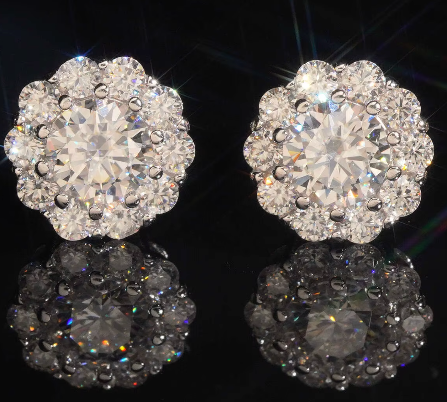 Soleil Silver Moissanite Stud Earrings