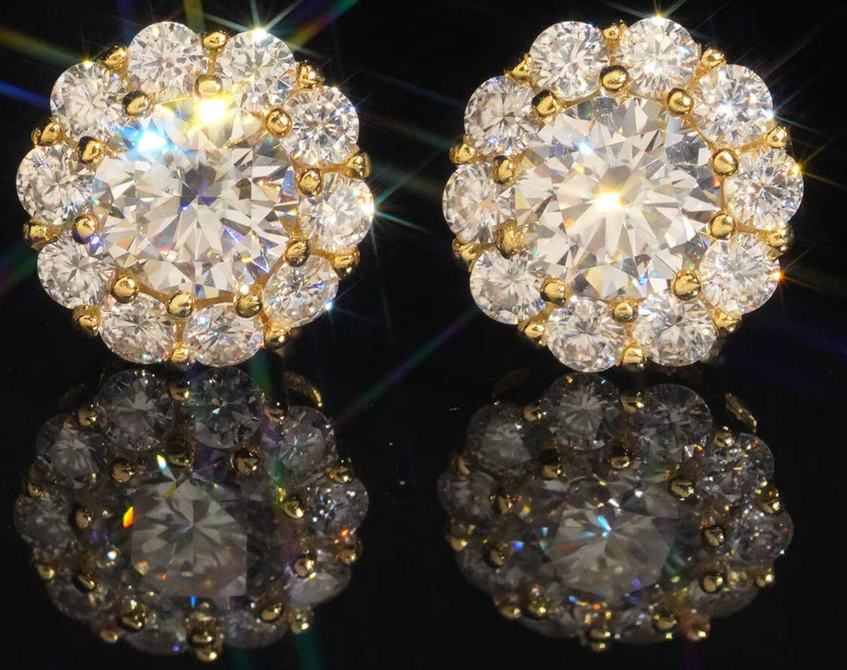 Soleil Gold Moissanite Stud Earrings