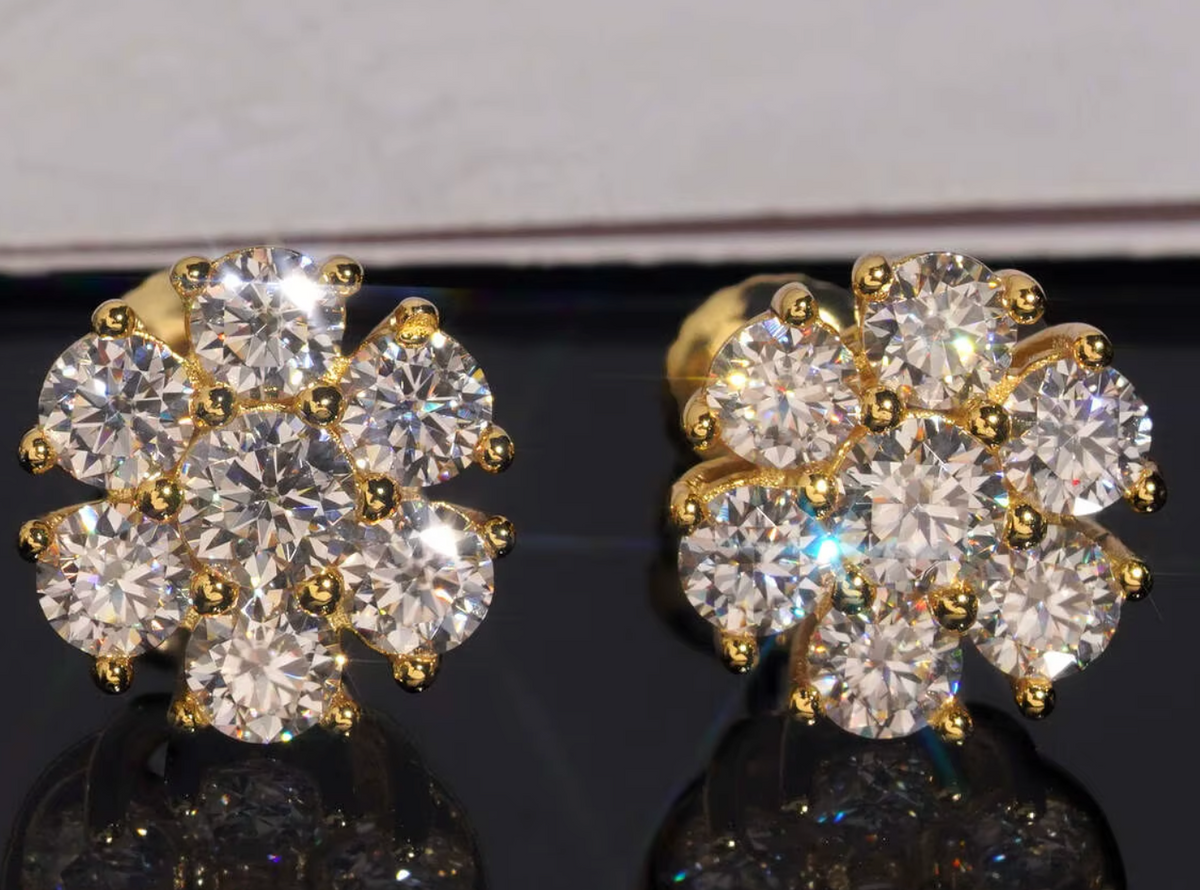 Aster Gold Moissanite Stud Earrings