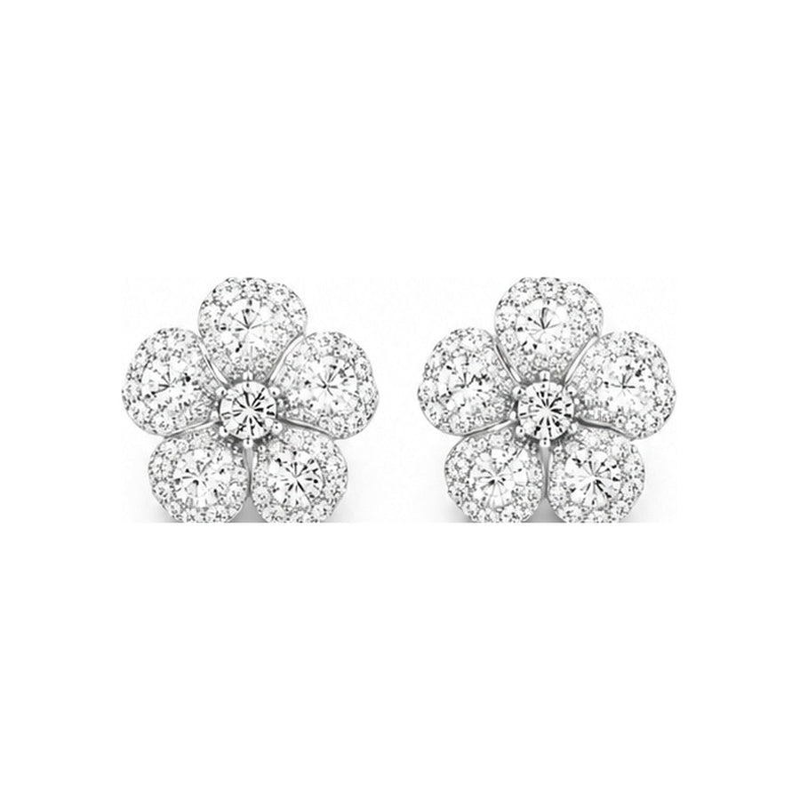 Fleur moissanite flower stud earrings in 925 sterling silver