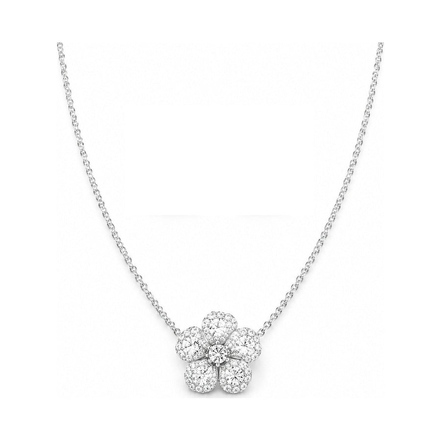 Fleur moissanite flower pendant necklace in 925 sterling silver