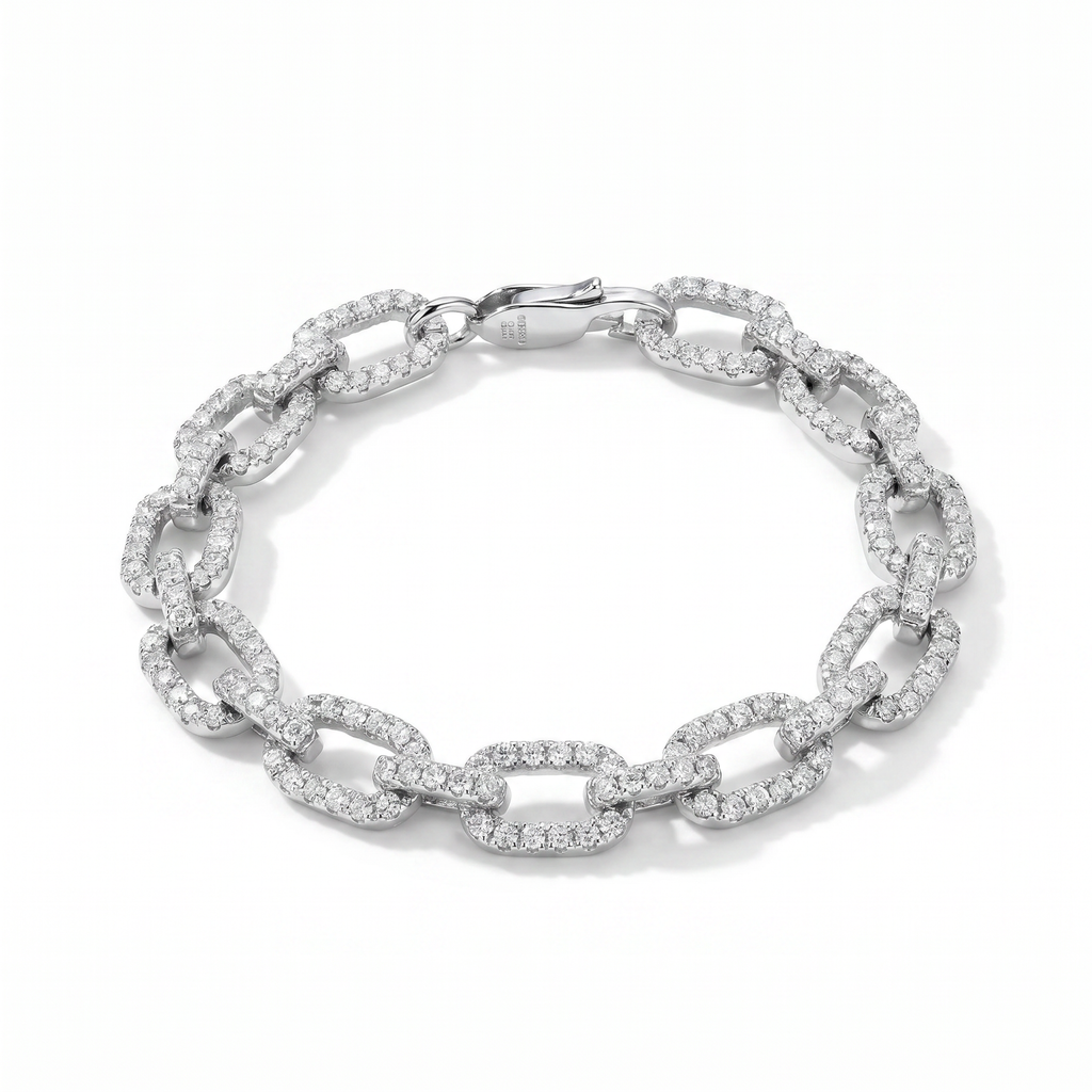 7mm Infinity Moissanite Bracelet - iced-out silver chain link