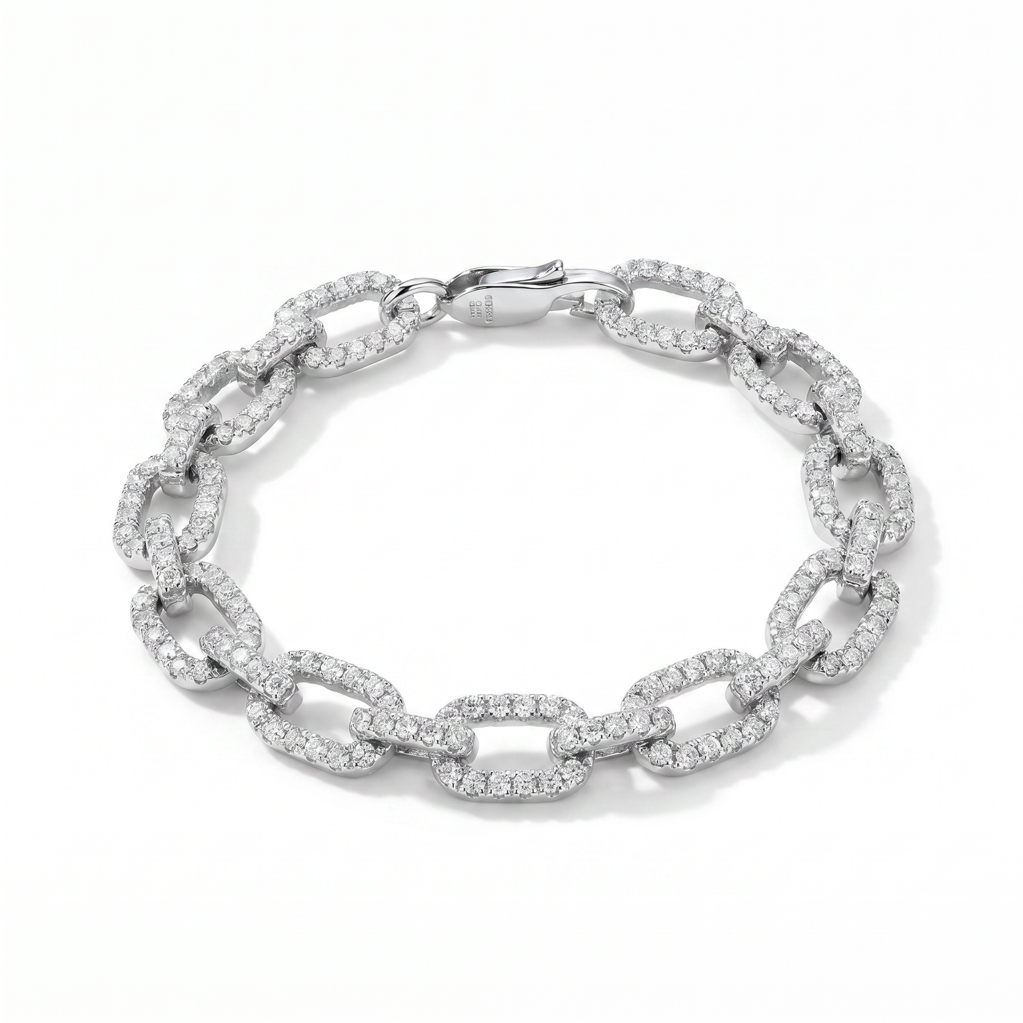 7mm Infinity Moissanite Bracelet - iced-out silver chain link