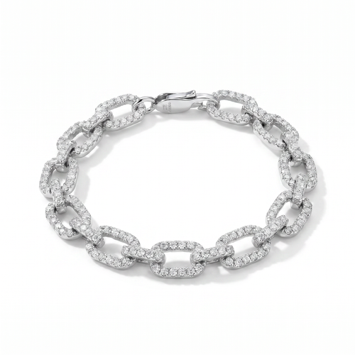 7mm Infinity Moissanite Bracelet - iced-out silver chain link