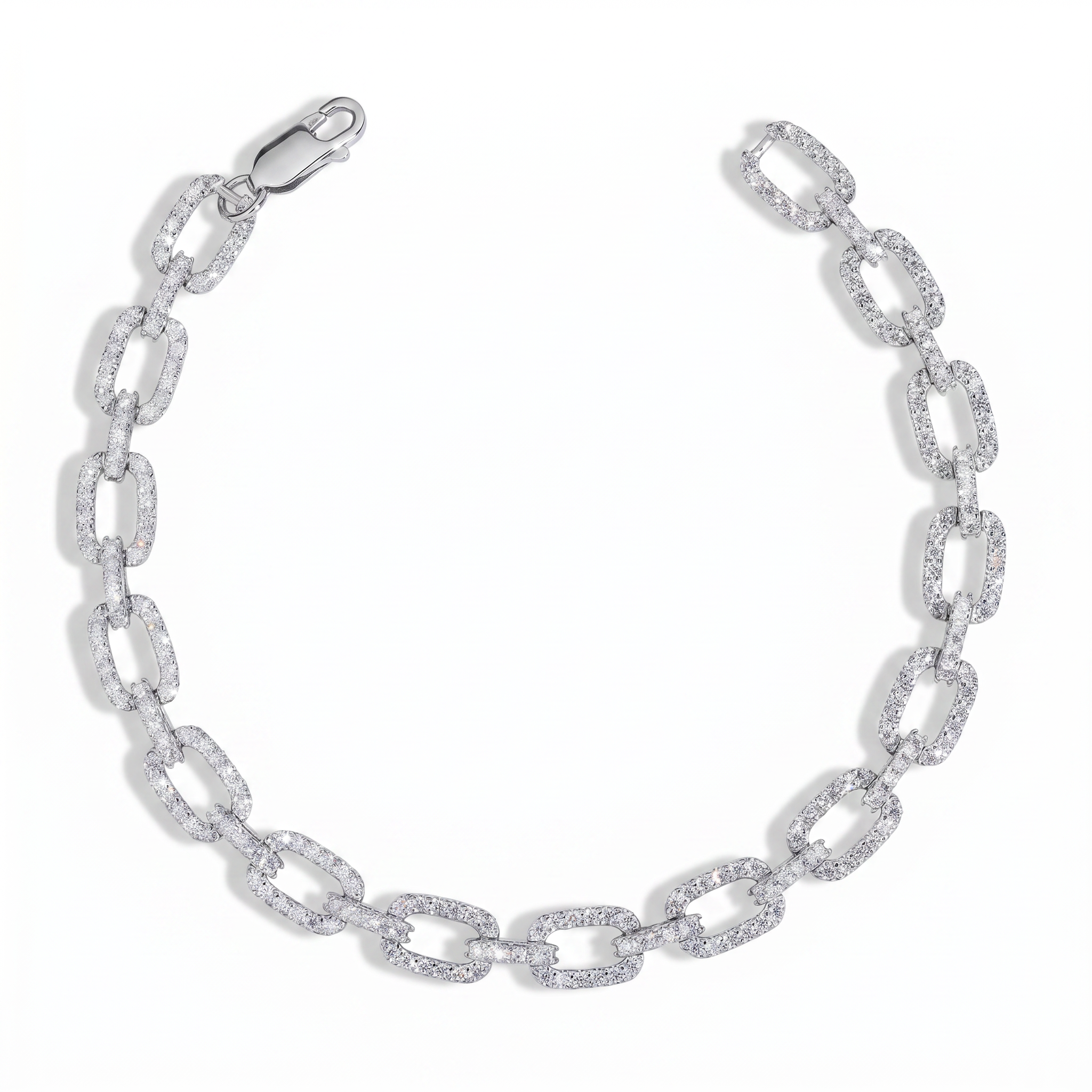 7mm Infinity Moissanite Bracelet - iced-out silver chain link