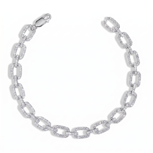 7mm Infinity Moissanite Bracelet - iced-out silver chain link