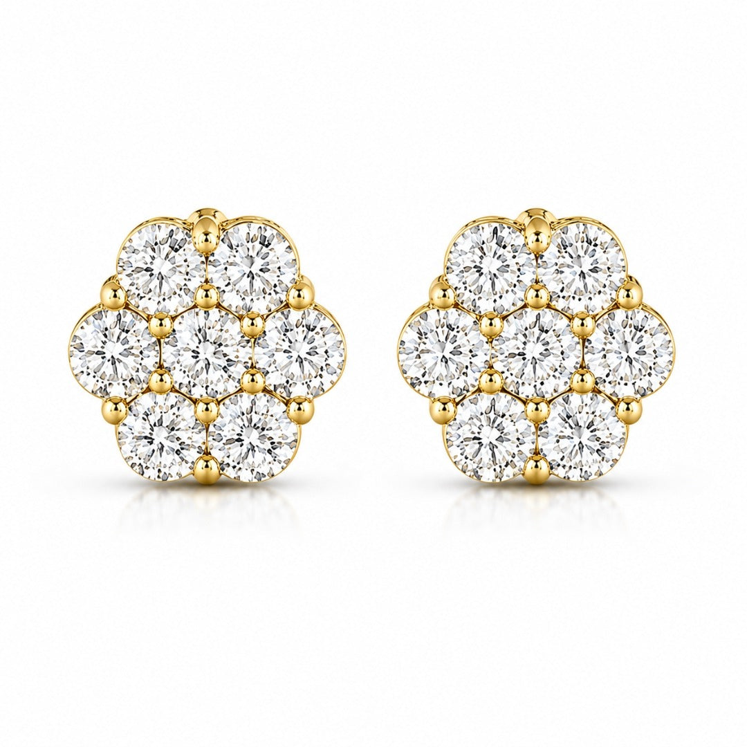 Marguerite Gold Moissanite Stud Earrings