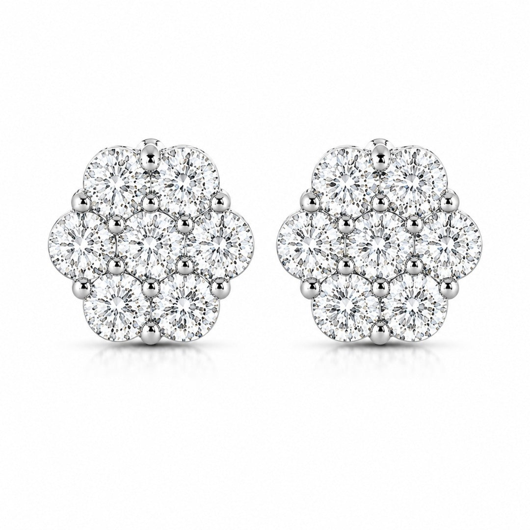 Marguerite Silver Moissanite Stud Earrings