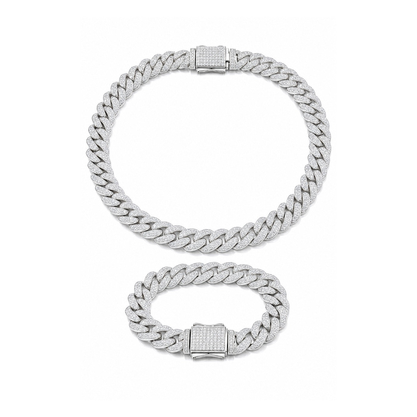 Iced-Out Cuban Link Chain & Bracelet Set