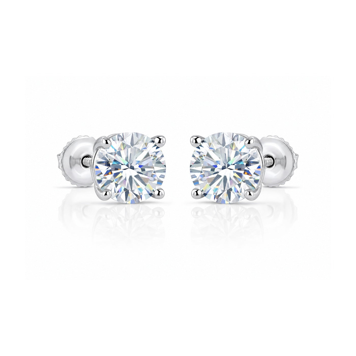 Moissanite Screw-Back Stud Earrings