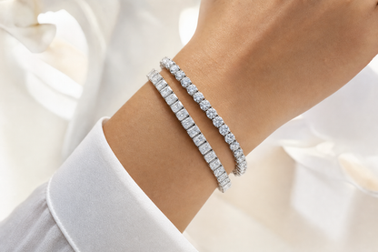 Round & Radiant sterling silver tennis bracelet stack - life