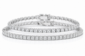 Round & Princess sterling silver tennis bracelet stack - hero