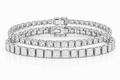 Emerald Cut & Round sterling silver tennis bracelet stack - hero
