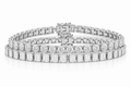 Emerald Cut & Elongated Cushion sterling silver tennis bracelet stack - hero