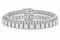 Emerald Cut & Baguette sterling silver tennis bracelet stack - hero